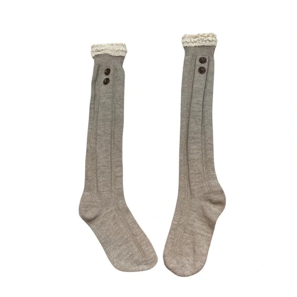 Ladies Brand New without Tags Lace Top Beige Knit Boot Socks One Size